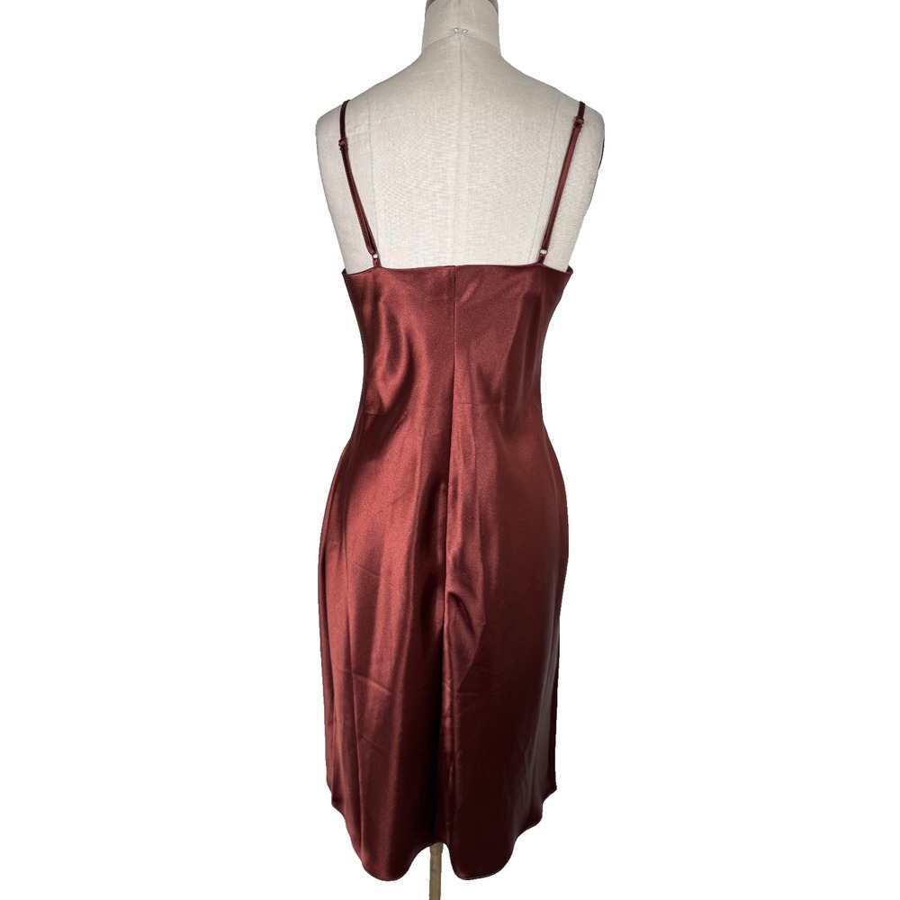 Altar'd State‎ Carlotta Satin Slip Dress Burgundy Wine Midi Spaghetti Strap Sz L - Picture 3 of 7